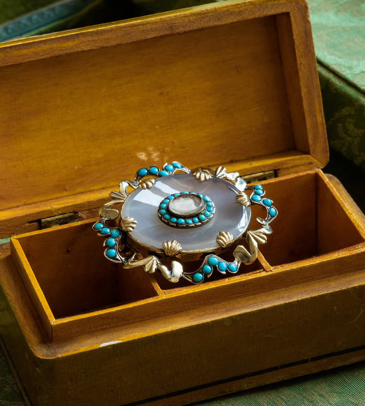 Turquoise Mourning Brooch